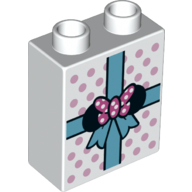 Duplo Brick 1 x 2 x 2 with Gift with Minnie Mouse Ears & Bow Print (4066pr0091)