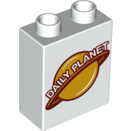 Duplo Brick 1 x 2 x 2 with Daily Planet Logo Print (4066pr0094)