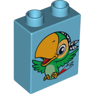 Duplo Brick 1 x 2 x 2 with Bird Skully the Parrot Print (4066pr0099)
