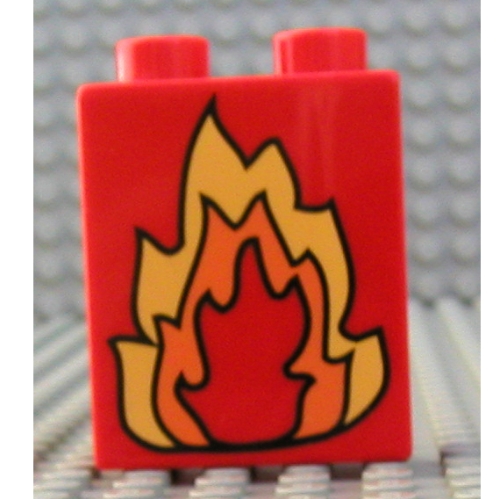 Duplo Brick 1 x 2 x 2 with Fire Print (4066pr0125)