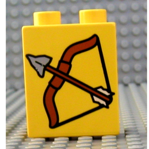 Duplo Brick 1 x 2 x 2 with Bow and Arrow Print (4066pr0142)