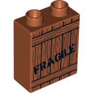Duplo Brick 1 x 2 x 2 with Wood Grain & 'FRAGILE' Print (4066pr0172)