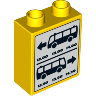 Duplo Brick 1 x 2 x 2 with Bus Schedule Print (5636) (4066pr0233)