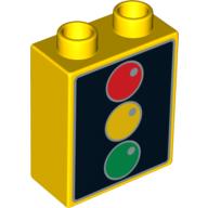 Duplo Brick 1 x 2 x 2 with Traffic Light Print (4066pr0257)