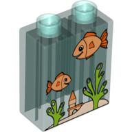 Duplo Brick 1 x 2 x 2 with Aquarium and Fish Print (4066pr0263)