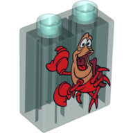 Duplo Brick 1 x 2 x 2 with Crab Sebastian Print (4066pr0265)