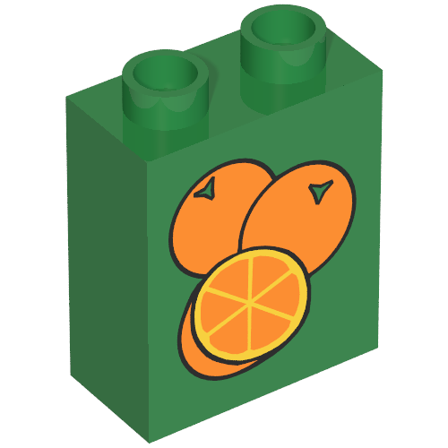 Duplo Brick 1 x 2 x 2 with 3 Oranges Print (4066pr9993)