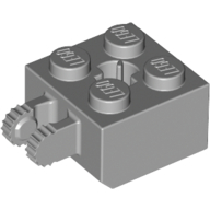 Hinge Brick 2 x 2 Locking with 2 Fingers Vertical and Axle Hole, 9 Teeth (40902)