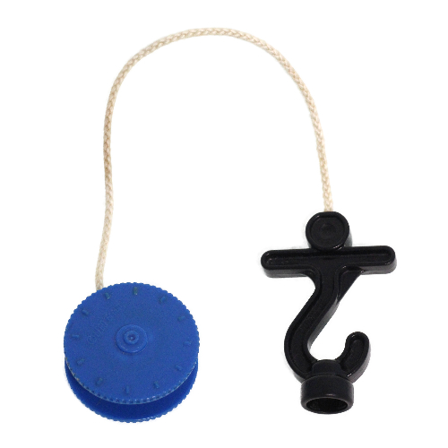 Duplo Winch Drum Narrow with White String and Black Thick Hook with Stud Case and Horizontal Bar (41169c04)
