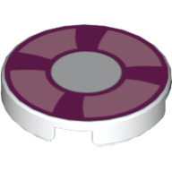 Tile Round 2 x 2 with Magenta and Bright Pink Life Preserver Print (4150pr0009)