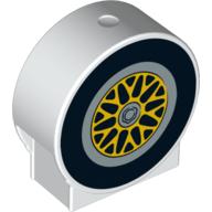 Duplo Brick 1 x 3 x 2 Round Top with Wheel and Tire Print (41970pr0003)