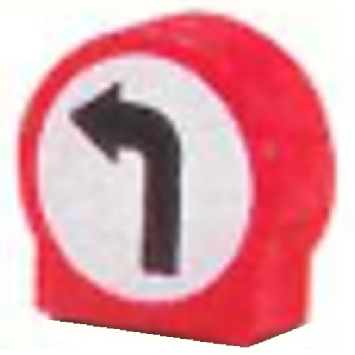 Duplo Brick 1 x 3 x 2 Round Top with Left Turning Arrow Road Sign Print (41970pr0004)