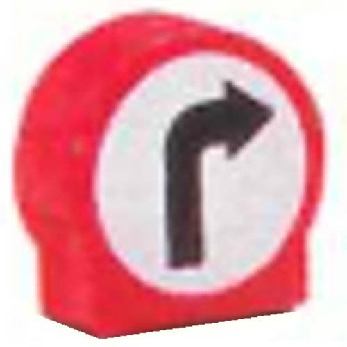Duplo Brick 1 x 3 x 2 Round Top with Right Turning Arrow Road Sign Print (41970pr0006)