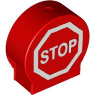 Duplo Brick 1 x 3 x 2 Round Top with 'STOP' in Octagon Road Sign Print (41970pr0014)