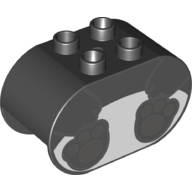 Duplo Brick 2 x 4 x 2 Rounded Ends with Panda Body and Feet Print (4198pr0019)