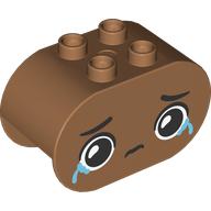 Duplo Brick 2 x 4 x 2 Rounded Ends with Sad Face, Crying Print (4198pr0029)
