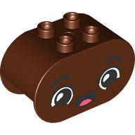 Duplo Brick 2 x 4 x 2 Rounded Ends with Very Happy Face, Open Mouth Smile Print (4198pr0031)