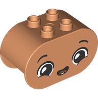 Duplo Brick 2 x 4 x 2 Rounded Ends with Very Happy Face, Open Mouth Smile with Tooth Print (4198pr0033)