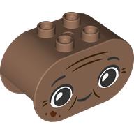 Duplo Brick 2 x 4 x 2 Rounded Ends with Happy Face, Reddish Brown Lines and Spots Print (4198pr0035)
