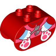Duplo Brick 2 x 4 x 2 Rounded Ends with Cat Body, Knife and Fork Print (4198pr0038)