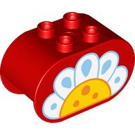 Duplo Brick 2 x 4 x 2 Rounded Ends with Daisy Flower Print (4198pr0050)