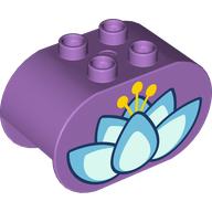 Duplo Brick 2 x 4 x 2 Rounded Ends with Lotus Flower Print (4198pr0051)