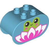 Duplo Brick 2 x 4 x 2 Rounded Ends with Frog and Lilly Flower Print (4198pr0053)