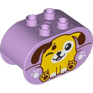 Duplo Brick 2 x 4 x 2 Rounded Ends with Yellow/Reddish Brown Dog print (4198pr0057)