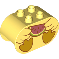 Duplo Brick 2 x 4 x 2 Rounded Ends with Duck Body and Watermelon Slice Print (4198pr9972)