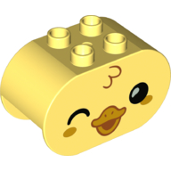 Duplo Brick 2 x 4 x 2 Rounded Ends with Duck Face Print (4198pr9973)