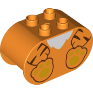 Duplo Brick 2 x 4 x 2 Rounded Ends with Tiger Body and Feet Print (4198pr9978)