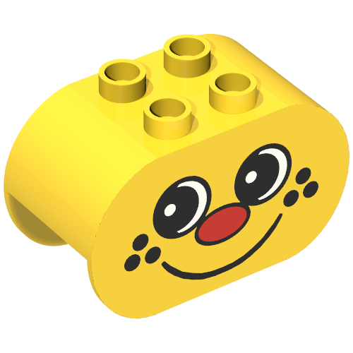Duplo Brick 2 x 4 x 2 Rounded Ends with Red Nose and Freckle Face Print (4198pr9989)
