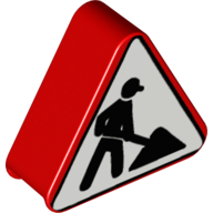 Duplo Brick 1 x 3 x 2 Triangle Road Sign with Construction Worker Print (42025pr0001)