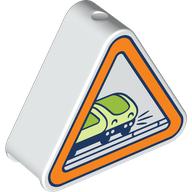 Duplo Brick 1 x 3 x 2 Triangle with Train, Orange Border print (42025pr0005)
