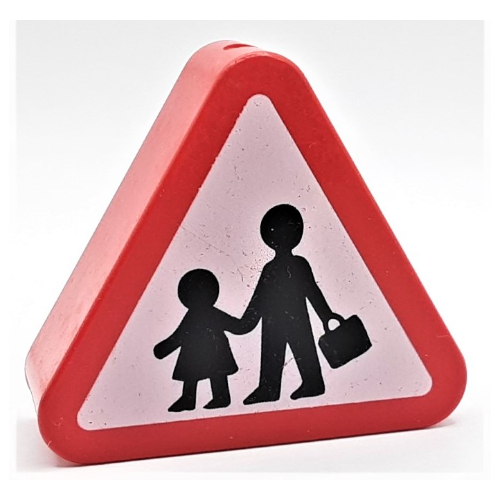 Duplo Brick 1 x 3 x 2 Triangle Road Sign with Pedestrian Crossing Warning Print (42025pr9997)