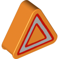 Duplo Brick 1 x 3 x 2 Triangle Road Sign with Silver and Red Triangle Print (42025pr9999)