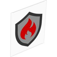 Glass for Frame 1 x 6 x 6 with Red Flames on Silver Shield print [Fire Fighters] (42509pr0008)