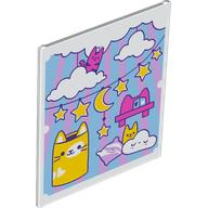 Glass for Frame 1 x 6 x 6 with Moon/Stars Garlands, Clouds, Kittens print (42509pr9997)