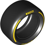 Tyre 81.6 x 44 Slick with Yellow 'PIRELLI', 'P ZERO' print (4410pr0001)