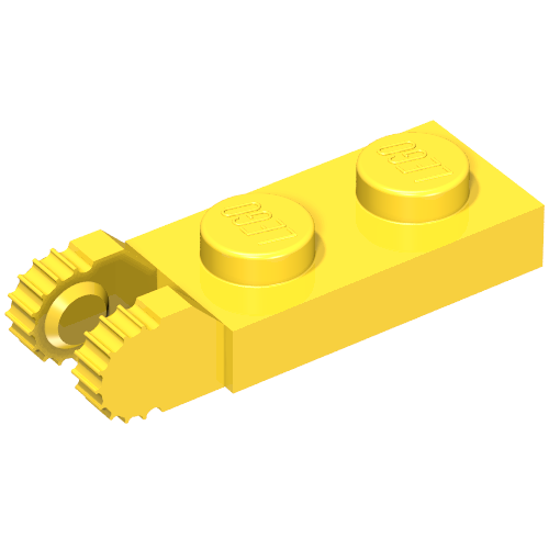 Hinge Plate 1 x 2 Locking with 2 Fingers On End, without Groove, 9 Teeth (44302b)