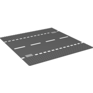 Baseplate 32 x 32 with 6-Stud Straight and Road with White Dashed Lines and Storm Drain Print (44336pr0004)