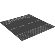 Baseplate 32 x 32 with 6-Stud T Intersection and Road with White Dashed Lines and Crosswalk Print (44341pr0002)