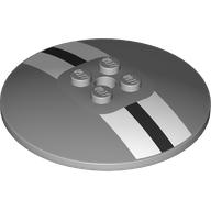 Dish 6 x 6 Inverted (Radar) with Solid Studs and White/Black Stripes, Metallic Silver Background print (44375bpr9990)