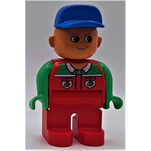 Duplo Figure, Early, Cap Blue, Red Legs, Jacket with Pockets with Octan Logo Print (4555c11pr0002)