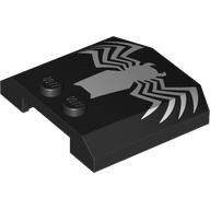 Slope Curved 4 x 4 x 2/3 Triple Curved with 2 Studs with White Spider Print (45677pr0028)
