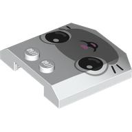 Slope Curved 4 x 4 x 2/3 Triple Curved with 2 Studs with Light Bluish Grey Cat Face, Black Eyes, Bright Pink Nose print (45677pr0030)