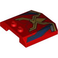 Slope Curved 4 x 4 x 2/3 Triple Curved with 2 Studs with Gold Spider, Webbing, Dark Blue Shapes print (45677pr0031)