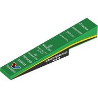 Brick Sloped 1 x 6 x 1 with 1 x 2 x 1/3 Cutout with Black and Yellow Stripes, White Sponsor Names print (4569pr0002)