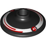 Dish 2 x 2 Inverted [Radar] with White Circle, Arrow, Red Strips, Dots print (4740pr0036)