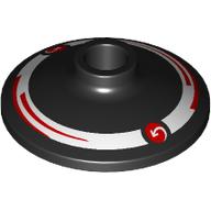 Dish 2 x 2 Inverted [Radar] with White Circle, Arrow, Red Strips, Dots print (4740pr0037)